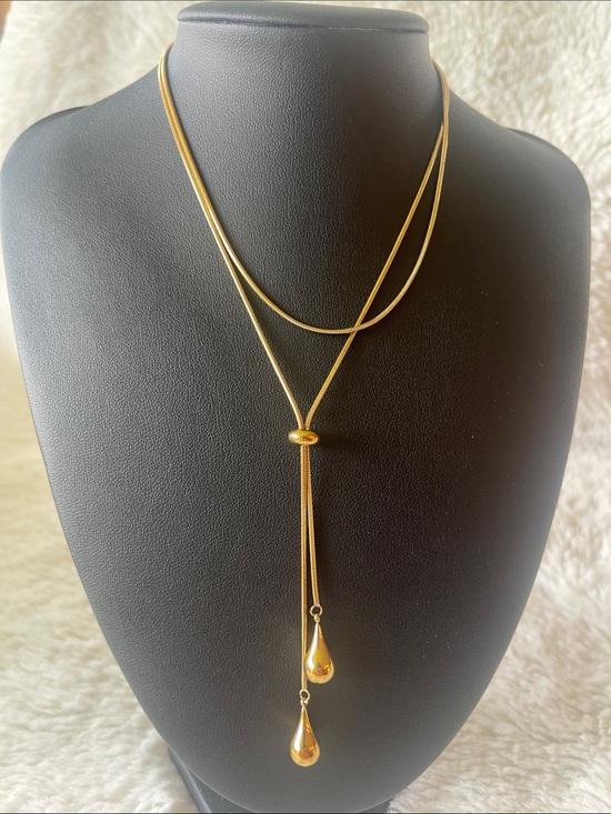 Mayamar Jewelry - Delicate Gold Slide Lariat Necklace - Long Adjustable Women’s Necklace - Mayamar
